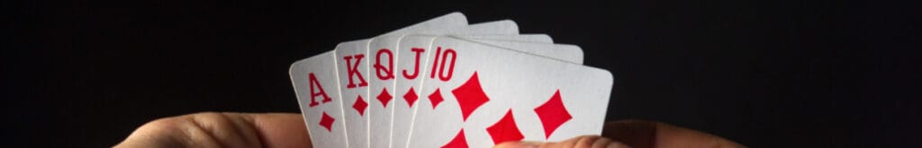 A poker player holding a straight