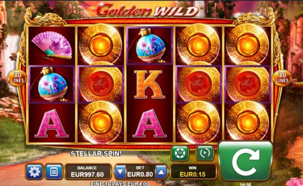 Golden Wild online slot game screenshot.