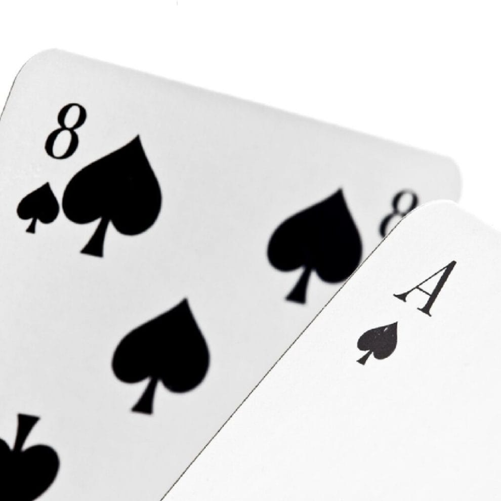 An ace and eight card on a white background