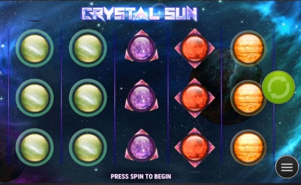 Crystal Sun online slot game screenshot.