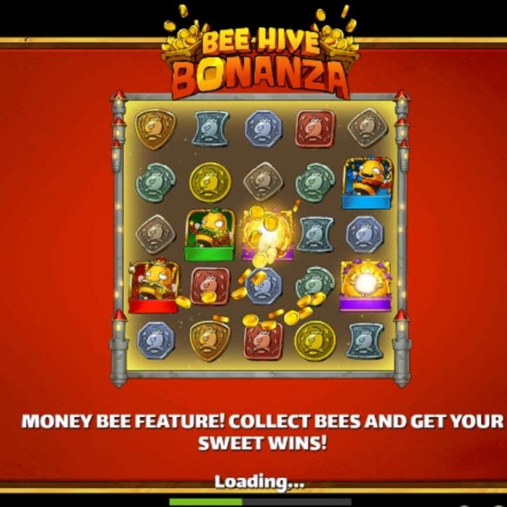 Bee Hive Bonanza loading screen online slot game screenshot.