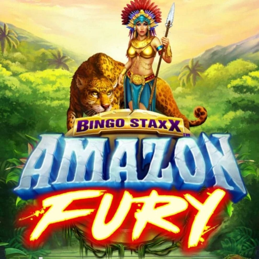 The title screen for Bingo Staxx Amazon Fury by Novomatic.