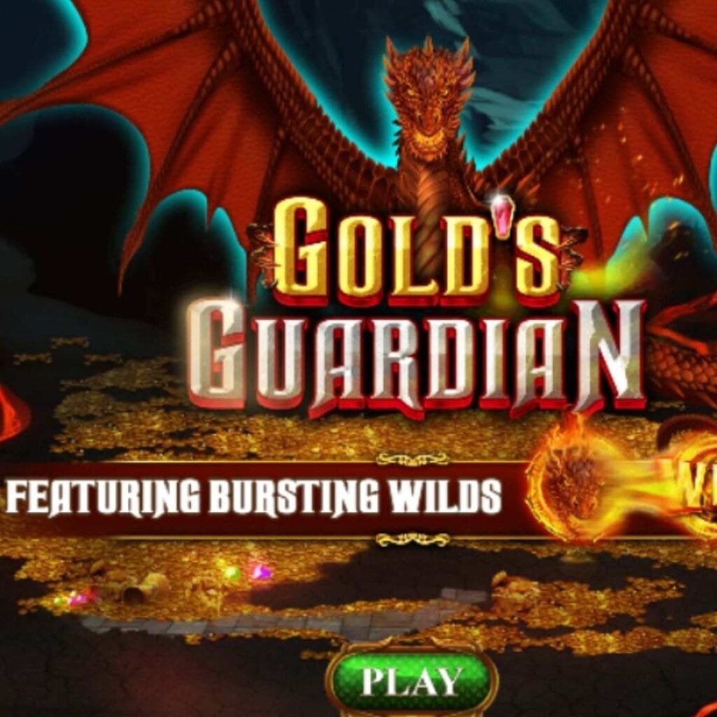 Screenshot of Gold’s Guardian online slot game.