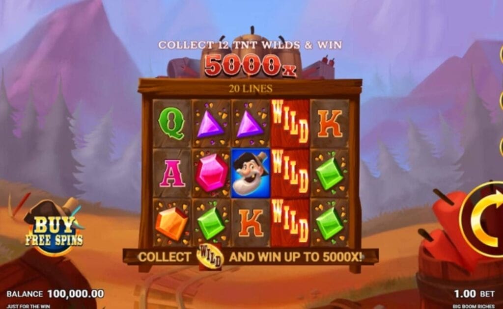 Big Boom Riches online slot game screenshot.