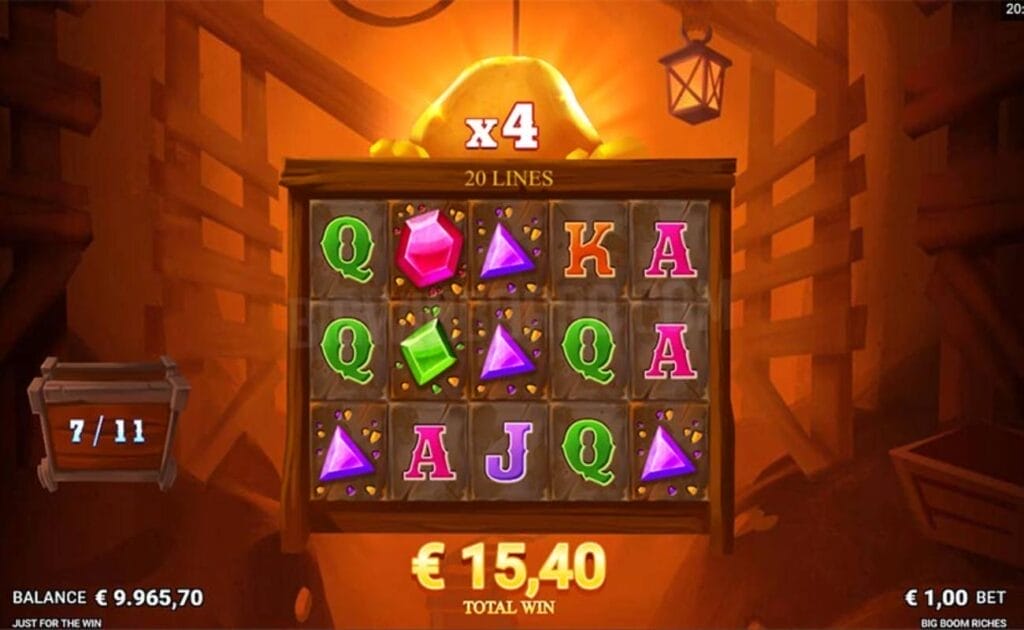Big Boom Riches online slot game screenshot.