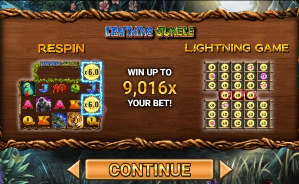 Lightning Jungle online slot screenshot.
