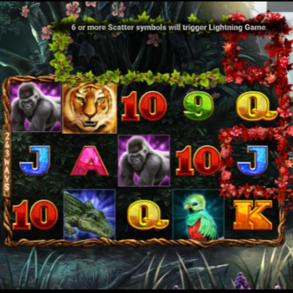 Lightning Jungle online slot game screenshot.