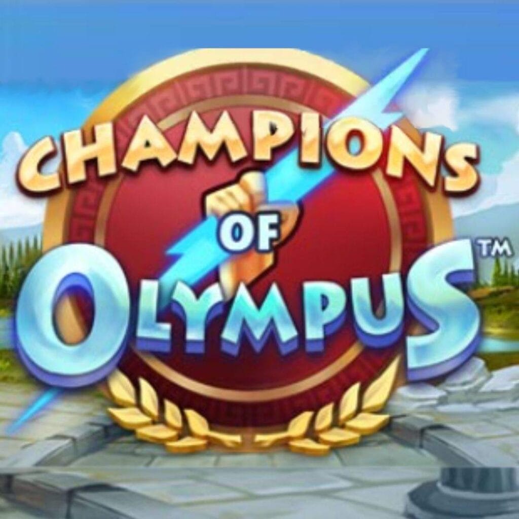 title of the Champions of Olympus online slot game by Gold Coin Studios
