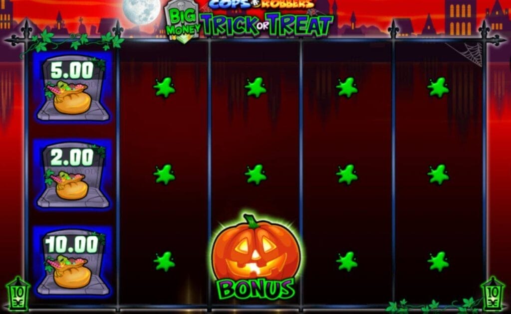 bonus feature of the Cops 'n' Robbers Big Money Trick or Treat online slot game by Greentube