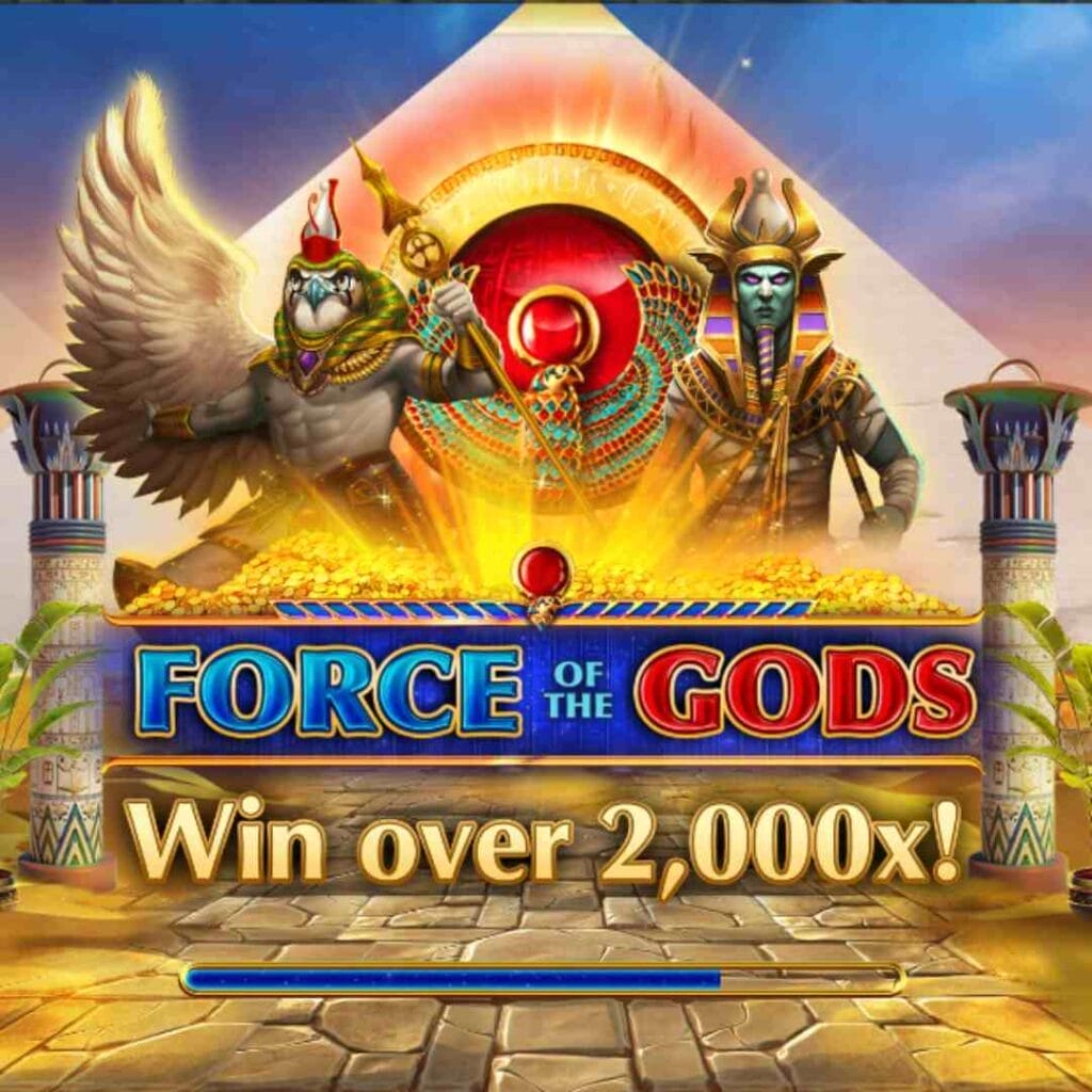 Force of the Gods online slot screenshot.