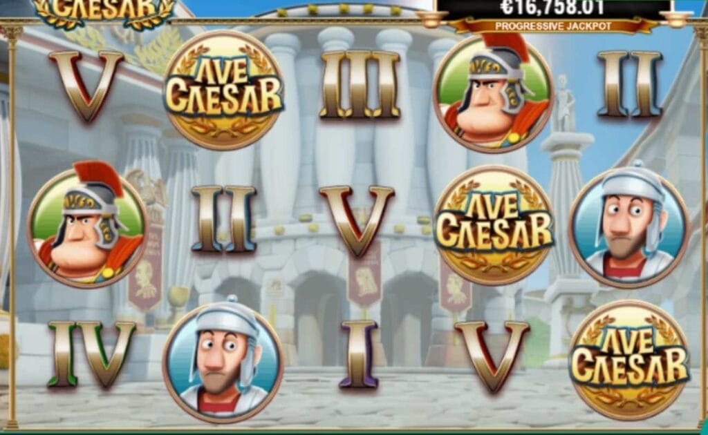 gameplay of the Ave Caesar online slot game by Leander