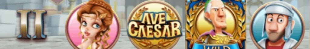 graphics of the Ave Caesar online slot game by Leander.