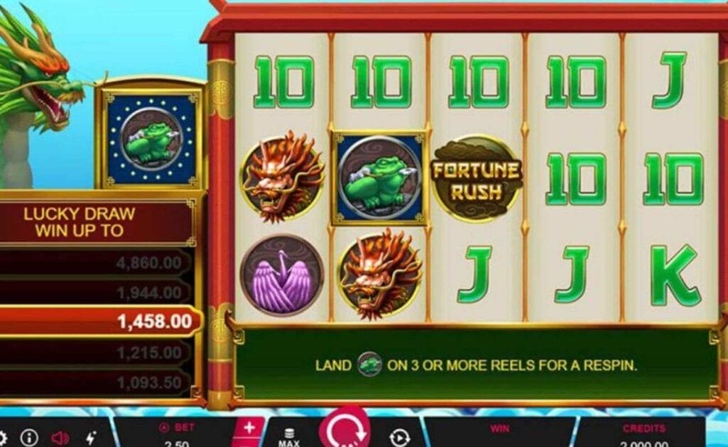 gameplay of the Fortune Rush online slot game by DGC