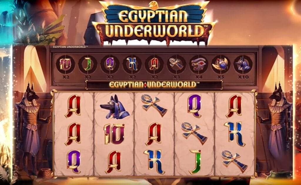 Gameplay in Egyptian Underworld Sync 'N' Spin by Greentube