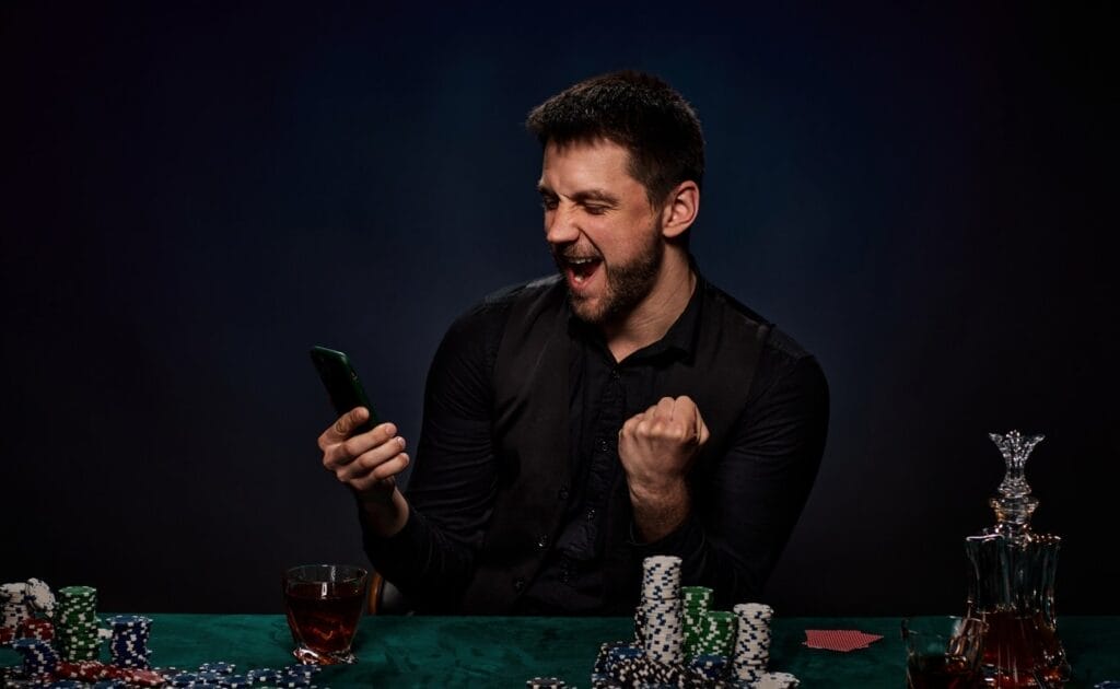 A man wins a game of online poker