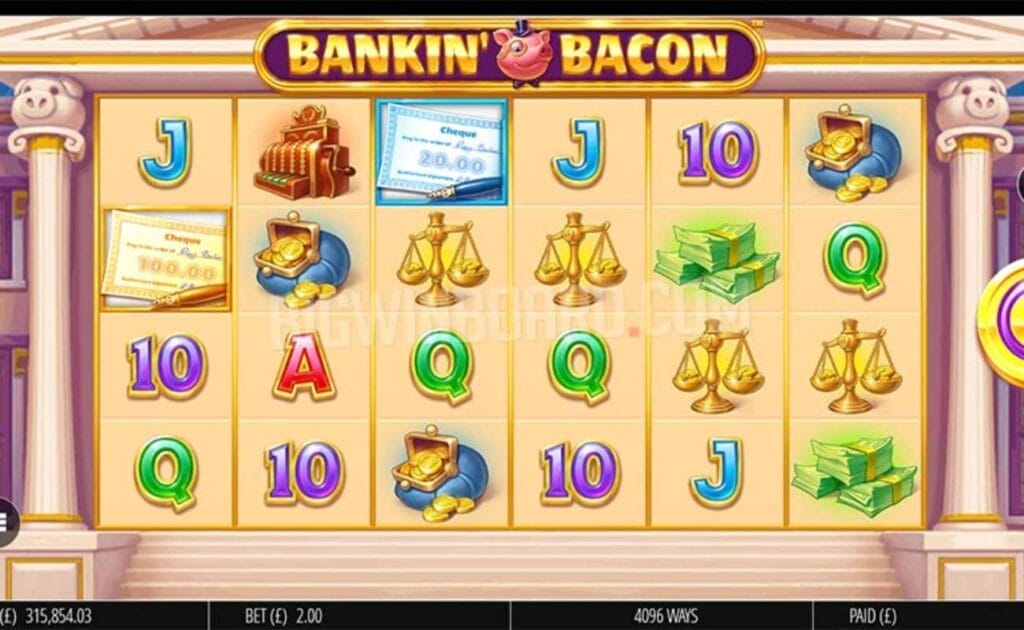 Bankin’Bacon online slot screenshot.