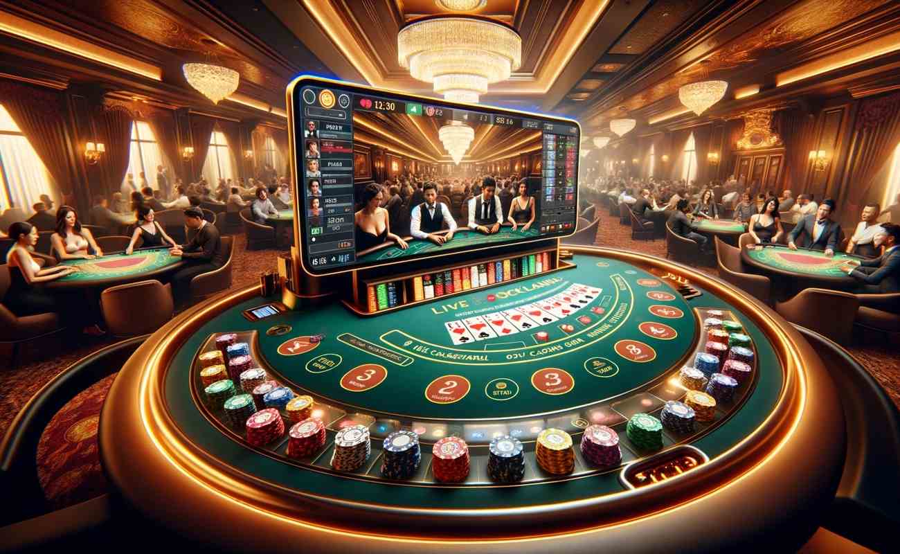 A live blackjack table in an online casino lobby.
