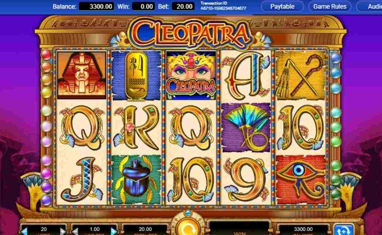 The reels in the Cleopatra online slot.