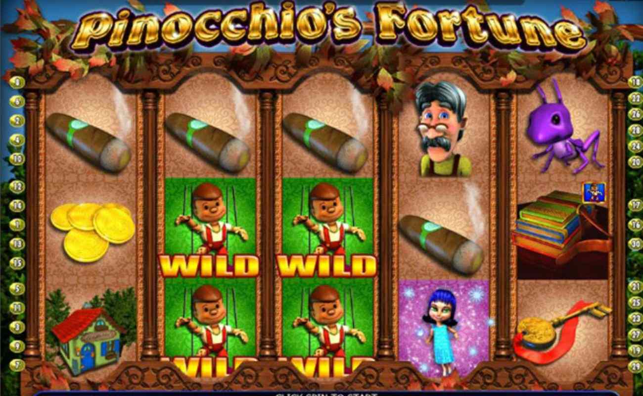 A screenshot of the Wild symbols on Pinocchio's Fortune by 2by2 Gaming.