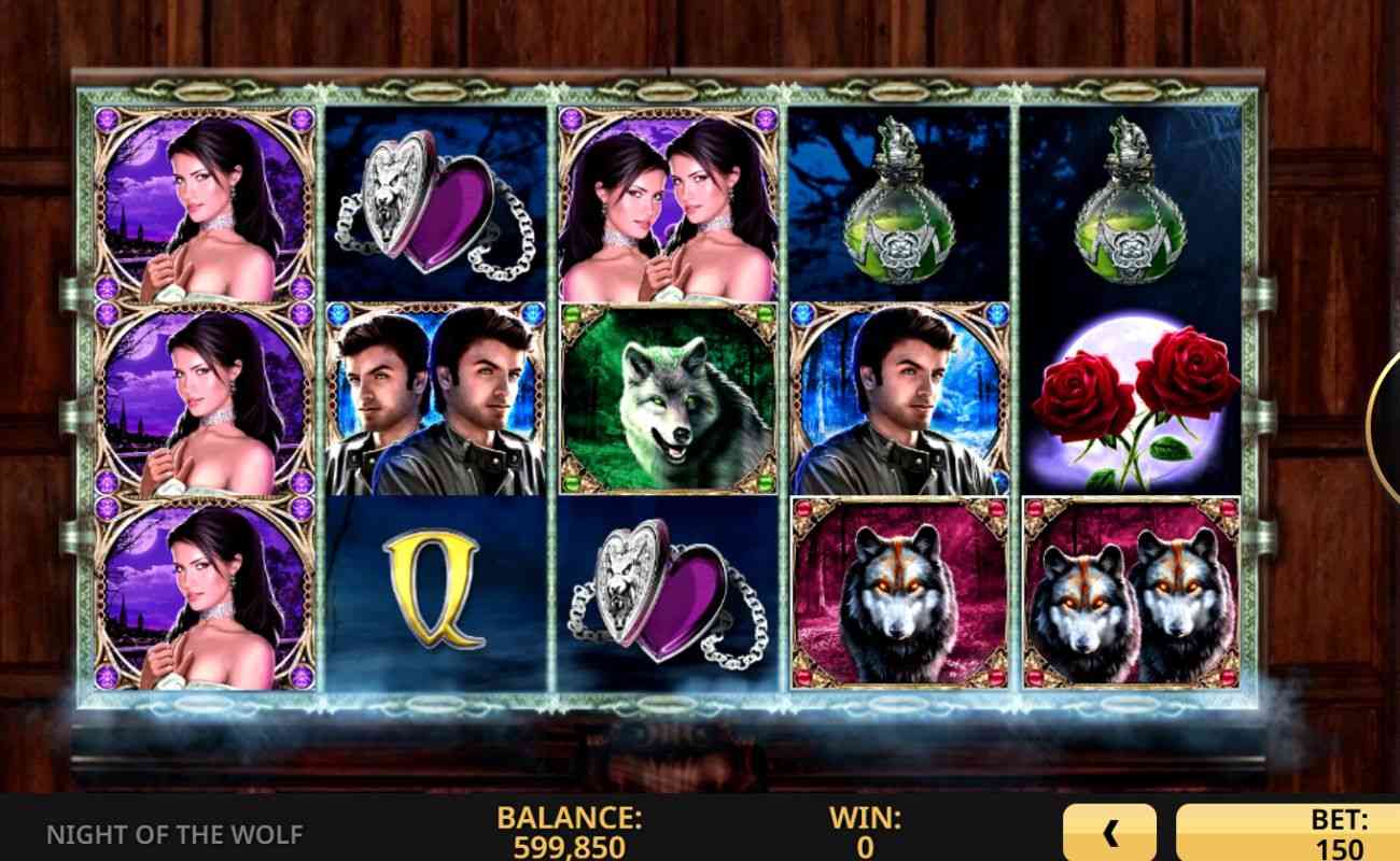The game screen for Night of the Wolf, the online slot by High 5 Games.