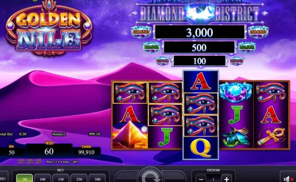 A screenshot of the win screen for Golden Nile, the online slot by AGS.