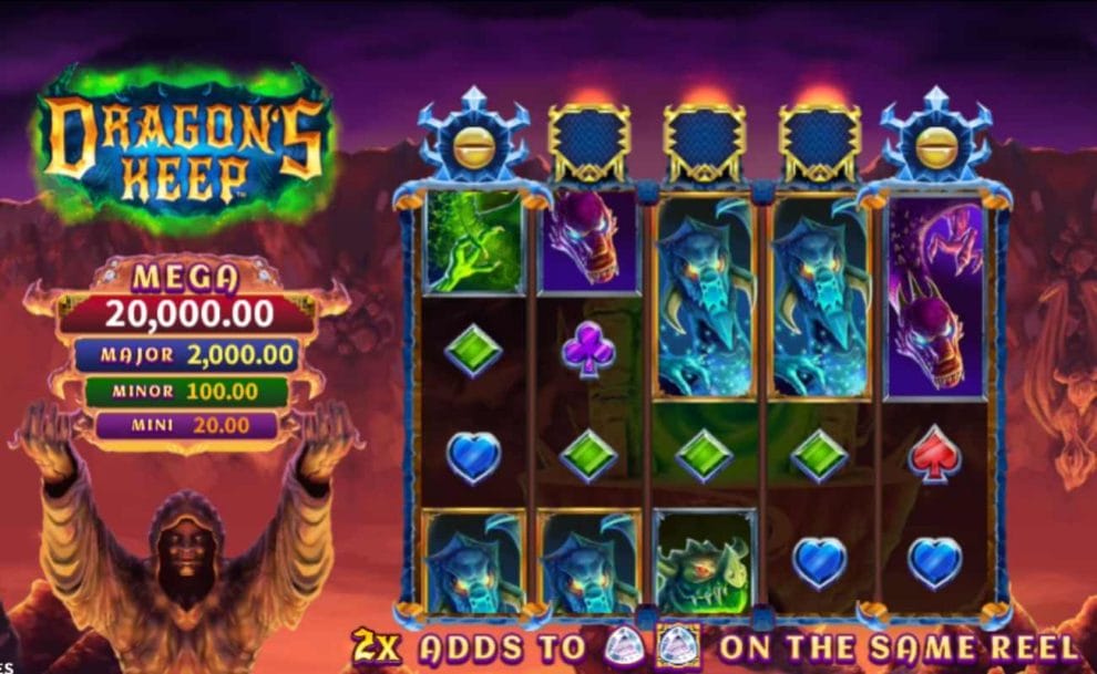A screenshot of the gamescreen of Dragon’s Keep from Gold Coin Studios.