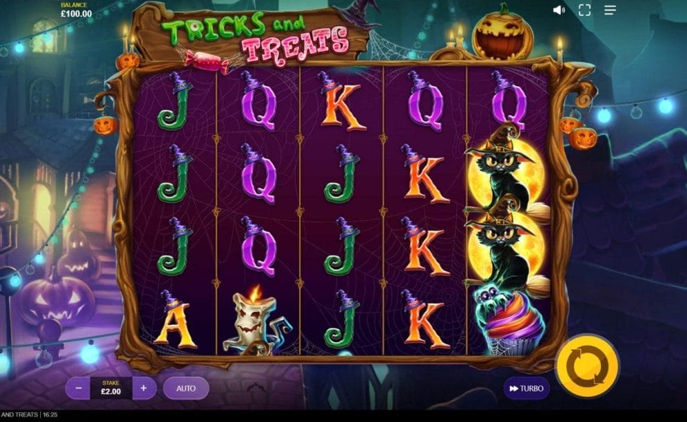  A screenshot of the slot reel for Tricks and Treats.