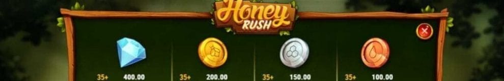 A close-up of the paytable in Honey Rush 100 online slot
