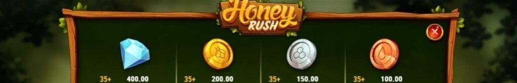 A close-up of the paytable in Honey Rush 100 online slot