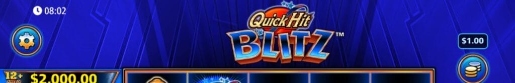 Quick Hit Blitz Blue online slot game screenshot of the colorful game logo.