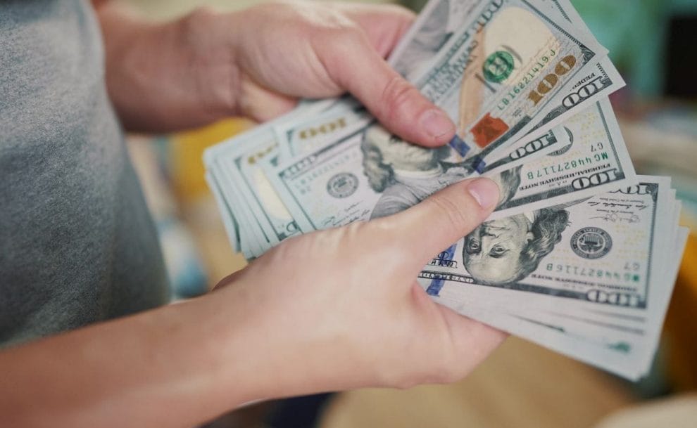 A person holding money in their hands.
