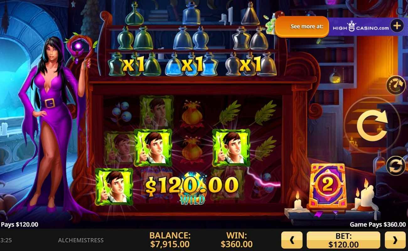 Gameplay in online slot Alechmistress by High5