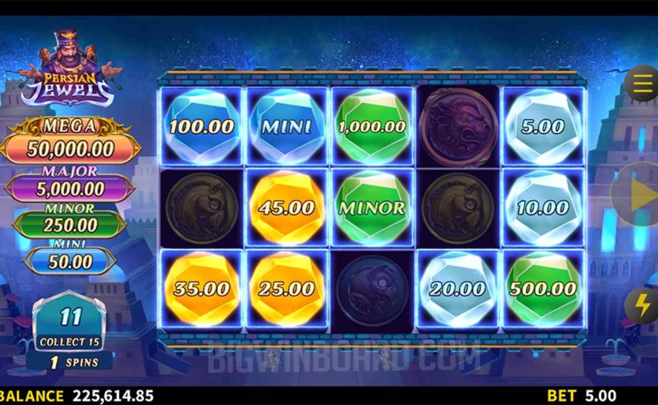Persian Jewels online slot game screenshot.