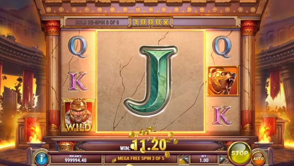 A winning screen in the base game of the Legion Gold online slot game.