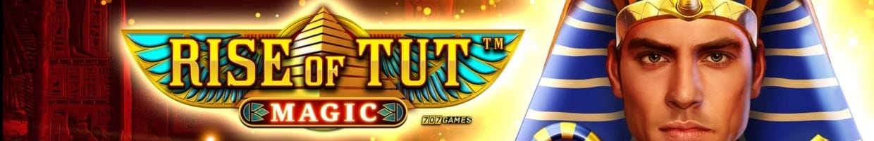 The logo of Rise of Tut: Magic, the online slot game by Novomatic.