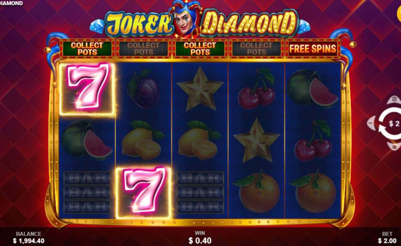 Screenshot of the Joker Diamond online slot game. 