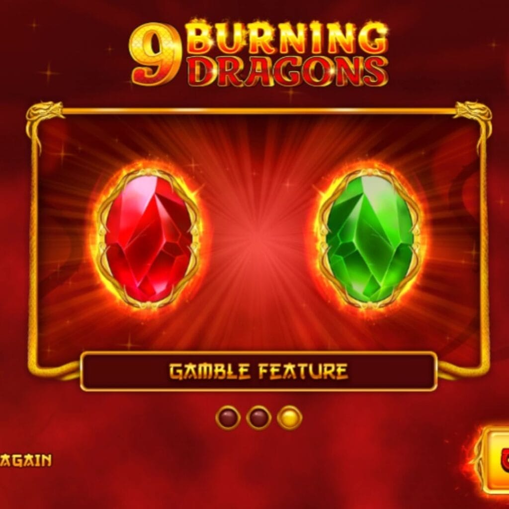 9 Burning Dragons casino game with gemstones on a red background