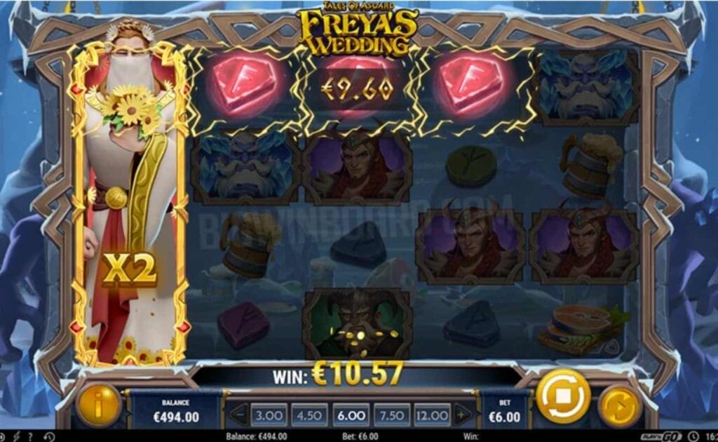 Tales of Asgard: Freya’s Wedding casino game winning screen.
