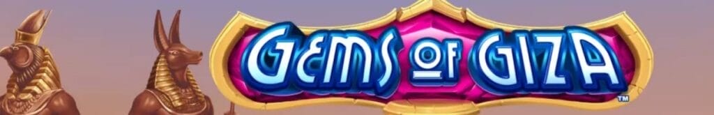 Screenshot of Gems of Giza online slot game logo.