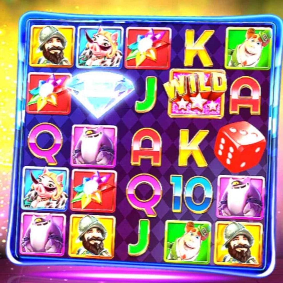 Screenshot of Superstars online slot game symbols.
