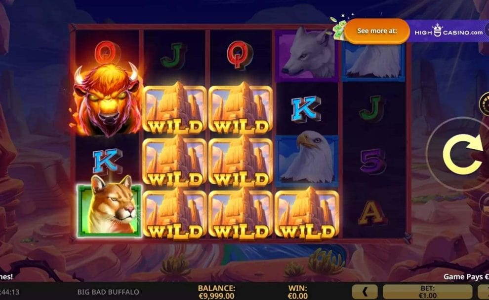 Gameplay in online slot Big Bad Buffalo by High 5 Games