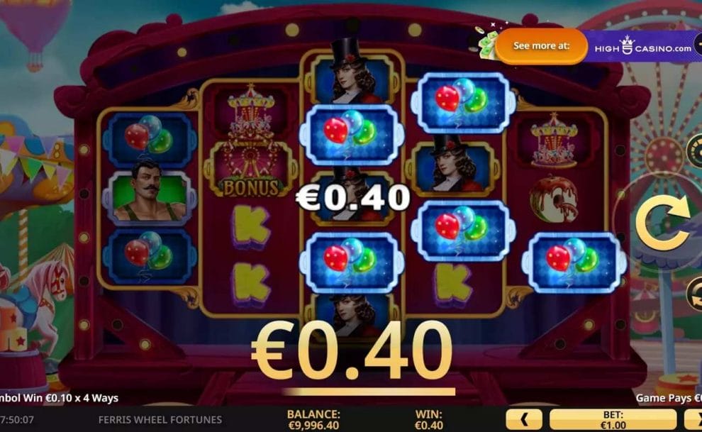 Gameplay in online slot Ferris Wheel Fortunes by High 5 Games