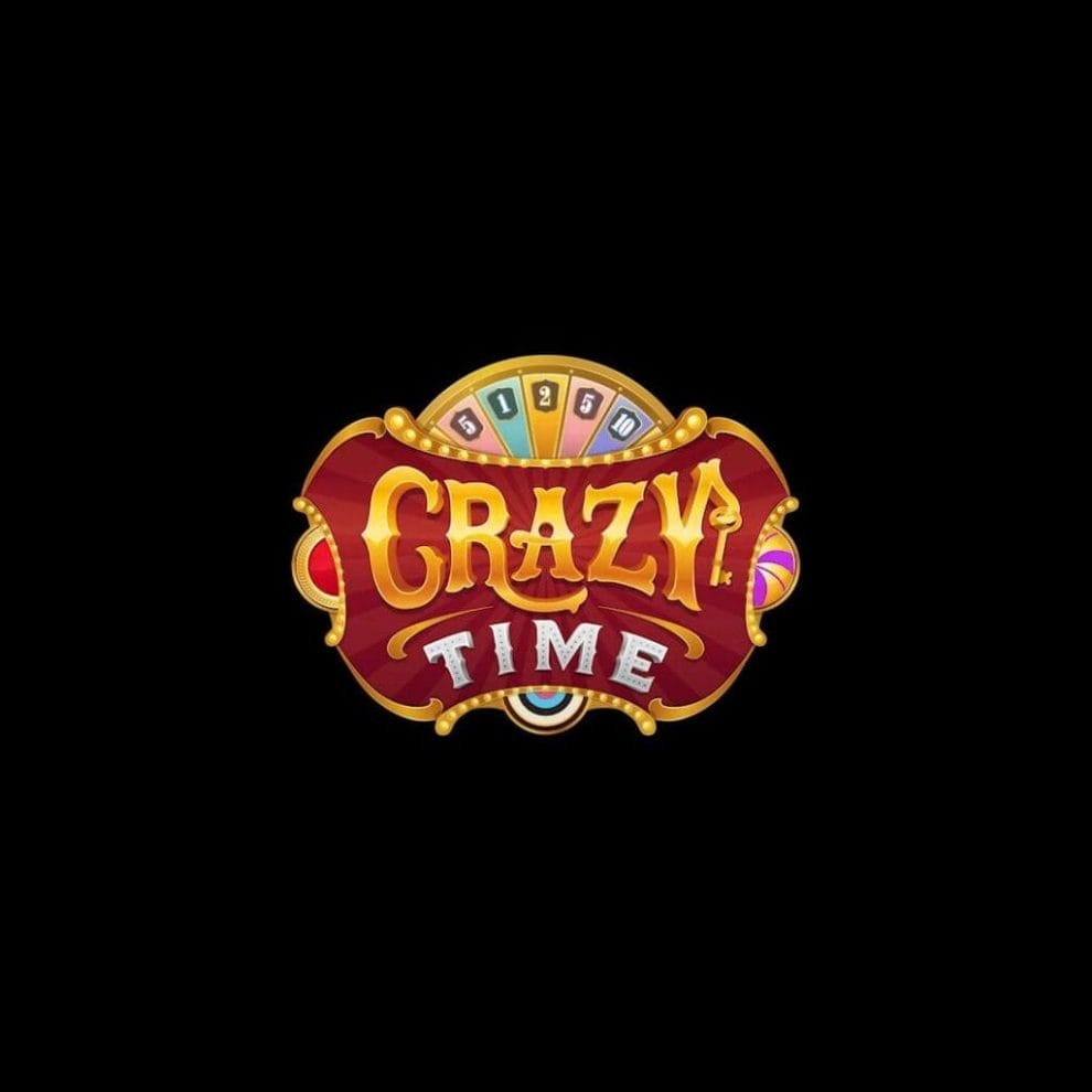 The Crazy Time logo from the Evolution promotional video. The logo is visible against a black background. The words “Crazy Time” appear in a carnival font. The 4 bonus games, namely, Cash Hunt, Coin Flip, Pachinko, and Crazy Time, are referenced.