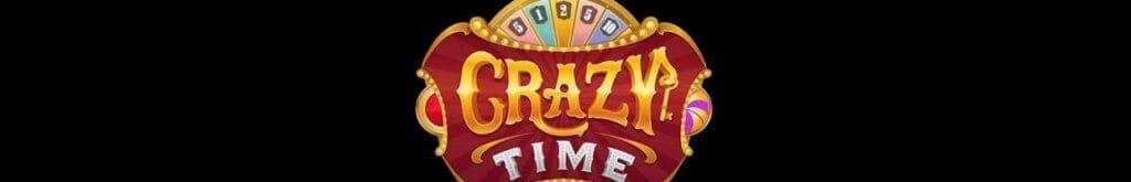 The Crazy Time logo from the Evolution promotional video. The logo is visible against a black background. The words “Crazy Time” appear in a carnival font. The 4 bonus games, namely, Cash Hunt, Coin Flip, Pachinko, and Crazy Time, are referenced.