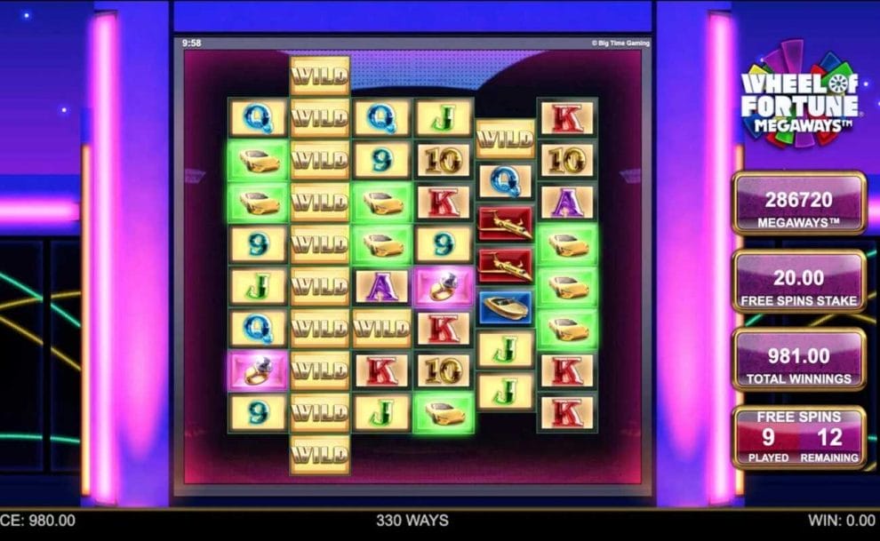 Gameplay in online slot Wheel of Fortune Megaways by IGT