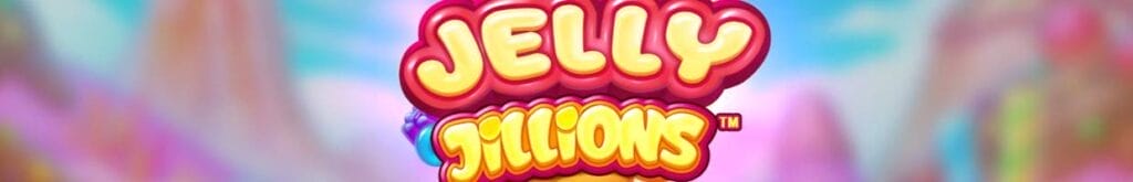 The Jelly Jillions title screen. The game’s title is set against a blurry candy landscape.