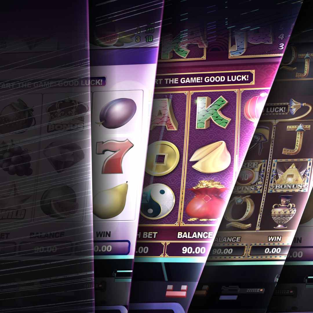 Various online slot games with Asian, Egyptian and classic symbols.