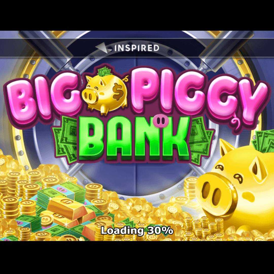 A screenshot of the Big Piggy Bank loading screen. Part of the Big Piggy Bank title is visible against the background of an entrance to a bank vault.