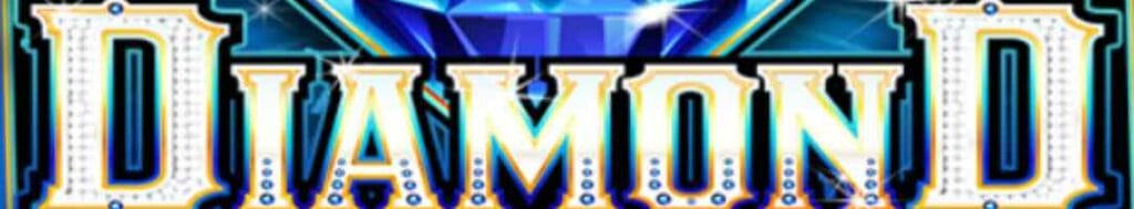 Black Diamond online slot logo in blue, black and white against a blue background.