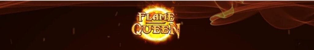 Flame Queen logo, on a dark red background.